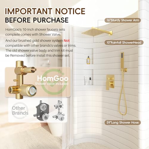 HomGoo Gold Shower System Shower view 3