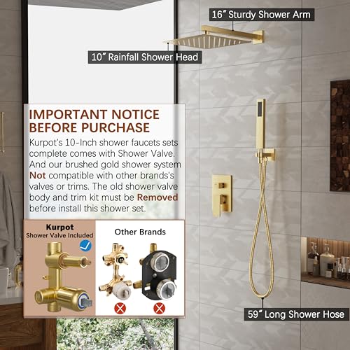 Kurpot Gold Shower System 10'' view 2