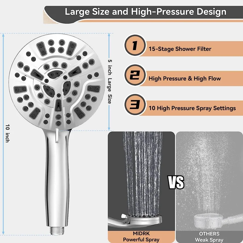 15 stage shower head handheld grip
