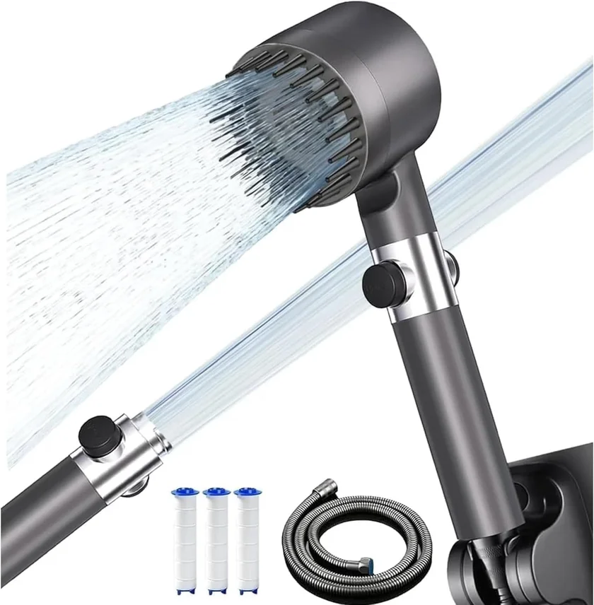 Filtered Shower Head with Handheld, High Pressure 3 Spray Showerhead with Filters & Upgraded Anti-clog Nozzles for Hard Water - Remove Chlorine, Reduce Dry Itchy Skin - ON/OFF Switch for Pet Bath