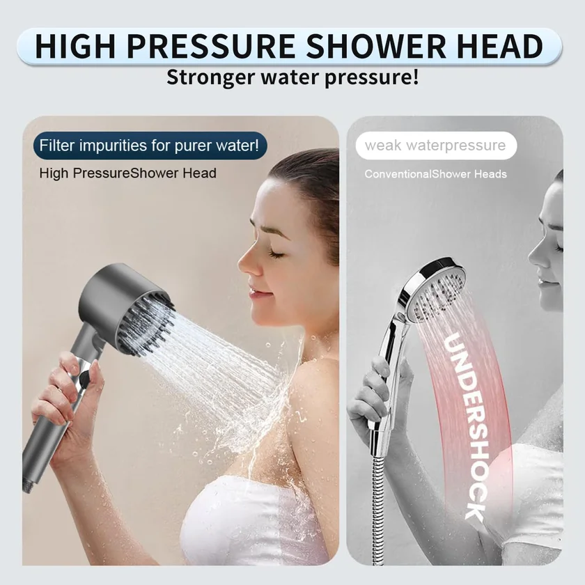 Filtered Shower Head with Handheld, High Pressure 3 Spray Showerhead with Filters & Upgraded Anti-clog Nozzles for Hard Water - Remove Chlorine, Reduce Dry Itchy Skin - ON/OFF Switch for Pet Bath