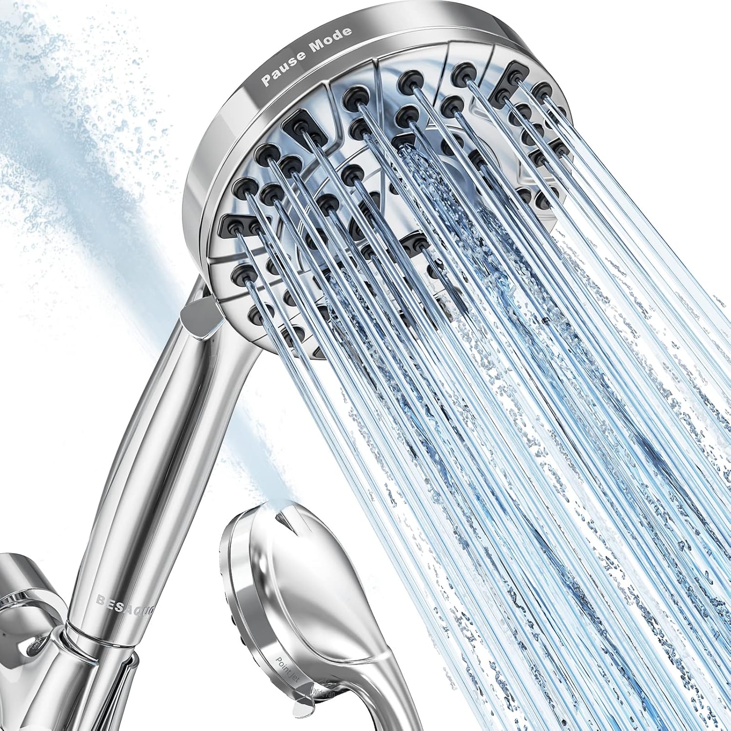 Shower Head, 10 Functions High Pressure Shower Head with Handheld, Built-in Pause Mode & Power Wash, Non-Clogging Nozzles High Flow Hand Held Shower Head, Leakproof 6ft Hose & Adjustable Bracket